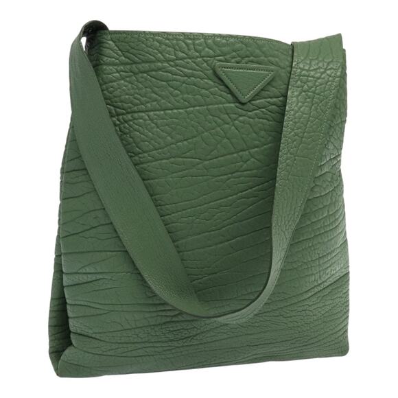 PRADA Shoulder Bag Leather Green - Picture 1 of 9